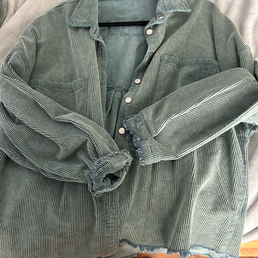 Hazel boutique Green Corduroy Shacket